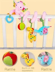 Sozzy- Crib Spiral Toy or for Stroller, Car Seat, Bassinet -Pink Elephant