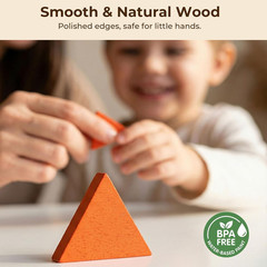 209 PCS Shapes Wooden Pattern Blocks for Kids, Geometric with Activity Cards and
