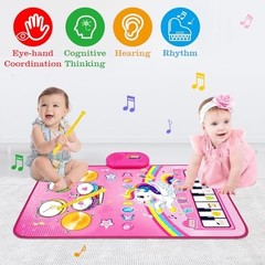 Musical Baby Play Mat for 1 Year Old – 3-in-1 Piano Drum Unicorn Toy – Gifts for