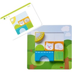 Animal Squares Chunky Wooden Puzzle Building Blocks Arranging Game with Templ…