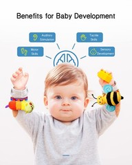 Baby Wrist Rattle Socks and Foot Finder Set, Perfect Baby Toys for 0-12 Months