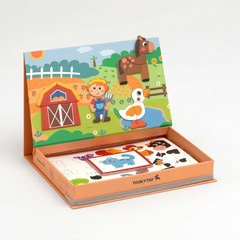 Magnetic Farm Puzzle Box for Kids Wooden Montessori Animal Learning Toy Set