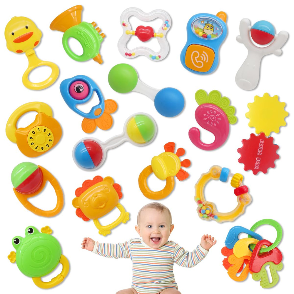 20PCS Baby Rattles Set for 0-12 Months, Infant Grab and Shake Toy