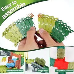 96 Pcs Dinosaur Flexible Track Expansion Kit for Kids – Green Dinosaur Tracks