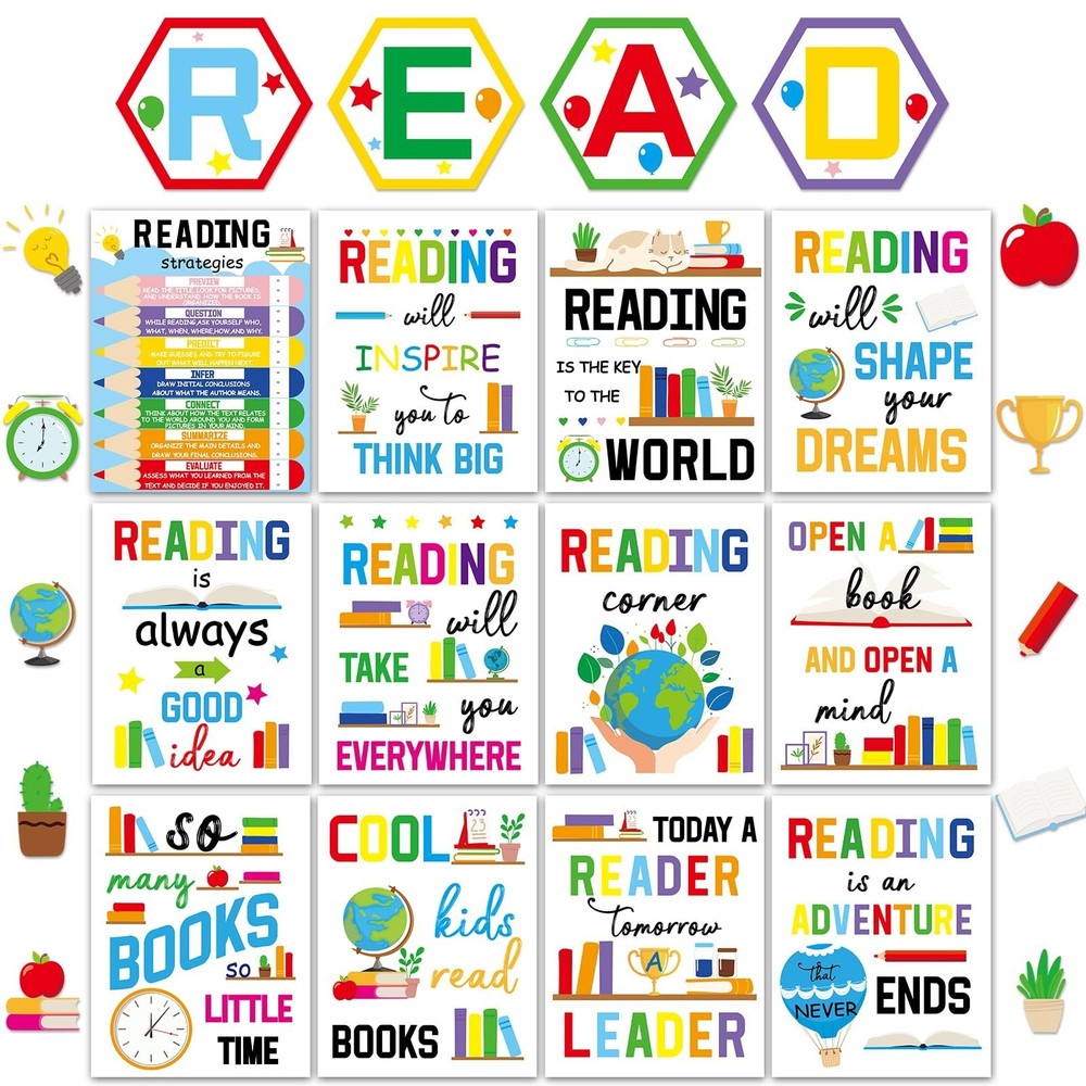 gisgfim Colorful Reading Posters for Classroom Reading Corner Bulletin Board …