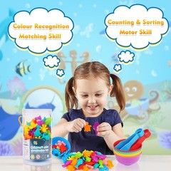 Counting Ocean Animal Toys, Color Sorting Set Ocean Animal Matching Game with…