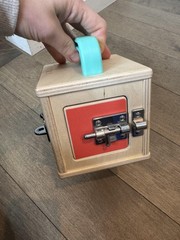 Lovevery Wooden Lock Box Activity Toy Toddler Multicolor Latches Montessori
