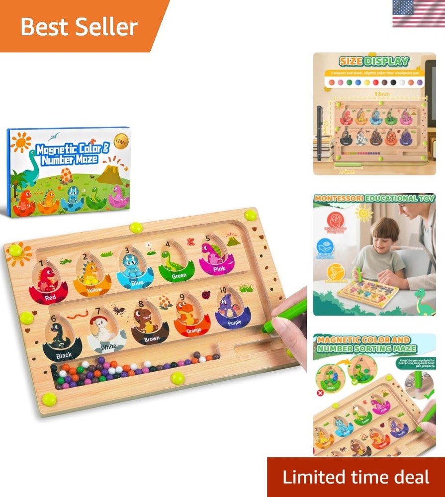 Montessori Toys Busy Board Travel Toys for Toddlers Kids Wooden Magnetic Colo…