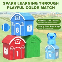 Montessori Toys for Toddlers, Farm Animal Train Set with Counting Matching Sorti