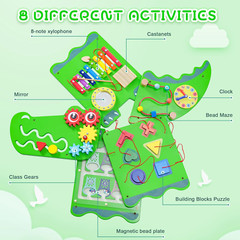 Crocodile Activity Wall Panel – Montessori Sensory Toy for Toddlers, Green