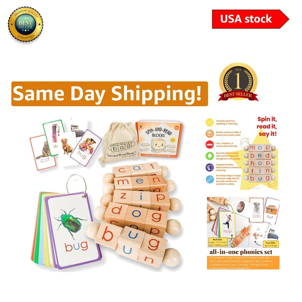 Montessori Phonetic Reading Blocks with CVC Flashcards – Fun Learning for Age…