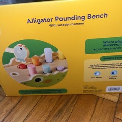 Gigglescape Alligator Pounding Bench With Wooden Hammer Push & Pull Toy For Kids