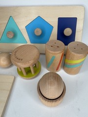 Lovevery Montessori Baby Noise Makers Wooden Puzzle Egg Picture Book Lot Of 8