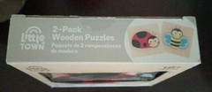 Little Town 2-Pack Wooden Puzzles 11-Piece Lady Bug & Insects, 18+ Months