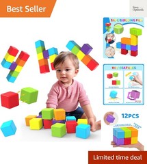 Magnetic Building Blocks Large, 1.65 inch Magnetic Stacking Cubes for Toddler…