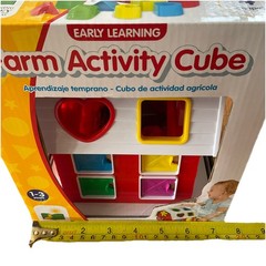 Early Learning Farm Activity Cube Ages 1-3 Letters & Shapes 6 Activity Sides New