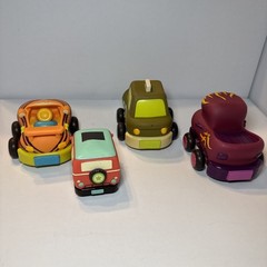 Lot 4 B. Toys Wheeee-ls! PULL BACK CARS TRUCK VAN Soft Plastic Chunky Vehicles