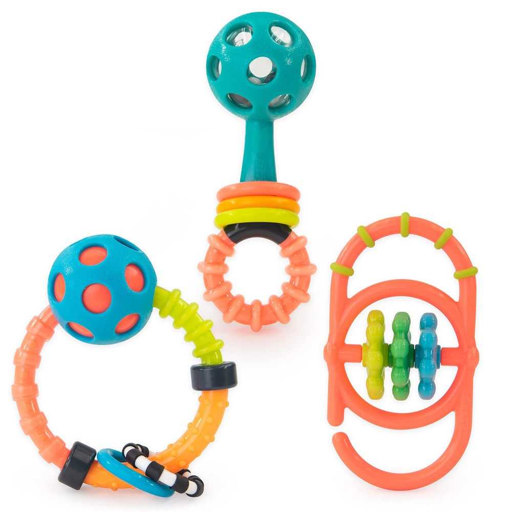 Sassy My First Rattles Newborn Gift Set with 3 Soft and 3 Piece Set, Multi