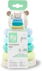 Ingenuity: ity by Ingenuity Cutie Stacks, 4 BPA-Free Rings, Faux Wood Stand,