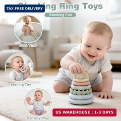 Baby Toys 6-12 Months, Montessori Toys for Babies, Shape Sorter & Stacking Rings