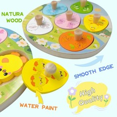 Easter Wooden Peg Puzzles Montessori Educational Toys for Toddlers 1-3 Years,…