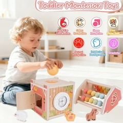 Melofaver Montessori Toys for 1 2 3 Year Old, Wooden Farm Animal Toys for Tod…