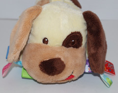 TAGGIES Brown & Yellow Puppy Dog Baby Infant Toy Stuffed Plush Animal Rattle