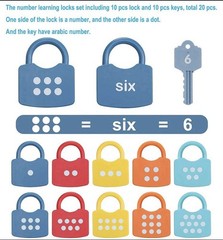 Kids Learning Locks Keys 123 Dots Numbers Matching Counting Toys Montessori Toy