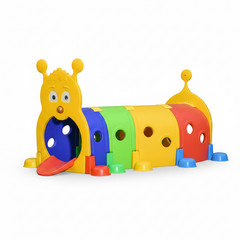 4-Section Caterpillar Tunnel Kids Climb Crawl Play Structure Indoor Outdoor 3-6