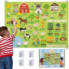 BONNYCO Felt Board for Toddlers with 92 Animal Farm Figures. Montessori and Sens