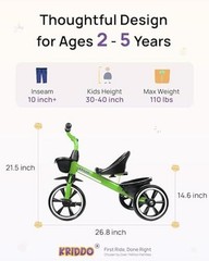 Tricycles Age 24 Month to 4 Years, Toddler Kids Trike for 2.5 to 5 Year Green