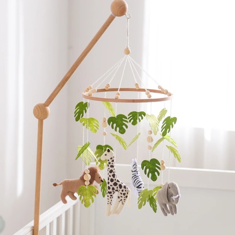 Baby Crib Mobile Rattle Toy For 0-12 Months Cartoon Felt Forest Animal Bed Bell