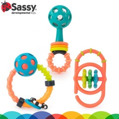 Sassy My First Rattles Newborn Gift Set with 3 Soft and 3 Piece Set, Multi