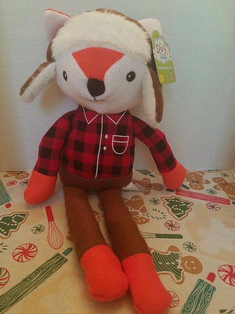 NEW SPARK CREATE IMAGINE NURSERY HOLIDAY BABY TOY RED FOX WINTER EAR MUFF HAT