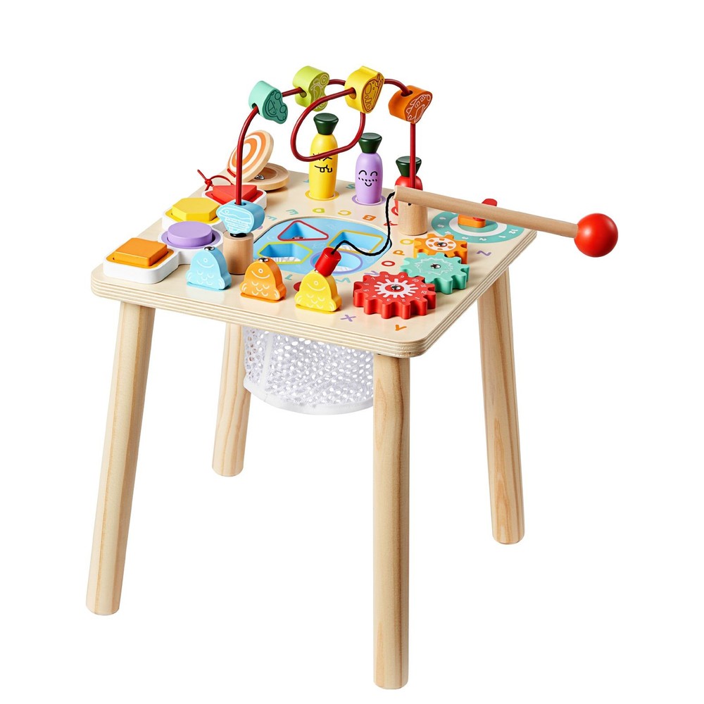 Montessori Activity Table for Toddler 1-3 Years Old,8 in 1 Wooden Desk