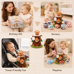 Arrowbash 13 Pcs Plush Animal Tree House Toy for Babies 6-24 Months, Hide and…
