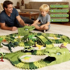 Dinosaur Track Toys, 266 PCS Dinosaur Toys for Kids 3-5
