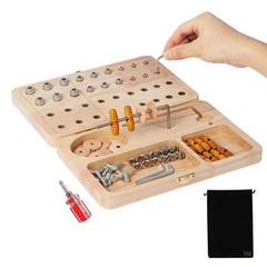 36-Hole Wooden Pegboard for Finger Dexterity, Fine Motor Skills & Hand-Eye Coord