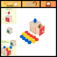 2-in-1 Montessori Coin Lock Box Toy for 1 Year Old | Object Permanence Skills, W