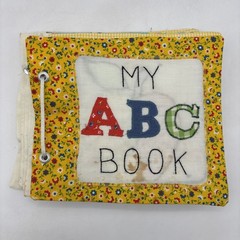 Vintage Homemade Quiet Busy Cloth ABC Alphabet Book Interactive Stained