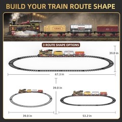 Electric Train Set with Steam, Light & Sound Effects, Retro Train Toys with