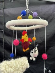 Farm animals . Baby mobile,Handmade in Nepal from felted Yak wool.