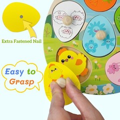 Easter Wooden Peg Puzzles Montessori Educational Toys for Toddlers 1-3 Years,…