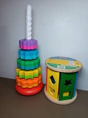 Melissa & Doug Wooden Shape Sorter & Spin Stacking Toy Lot Of 2 Toddler PreOwned