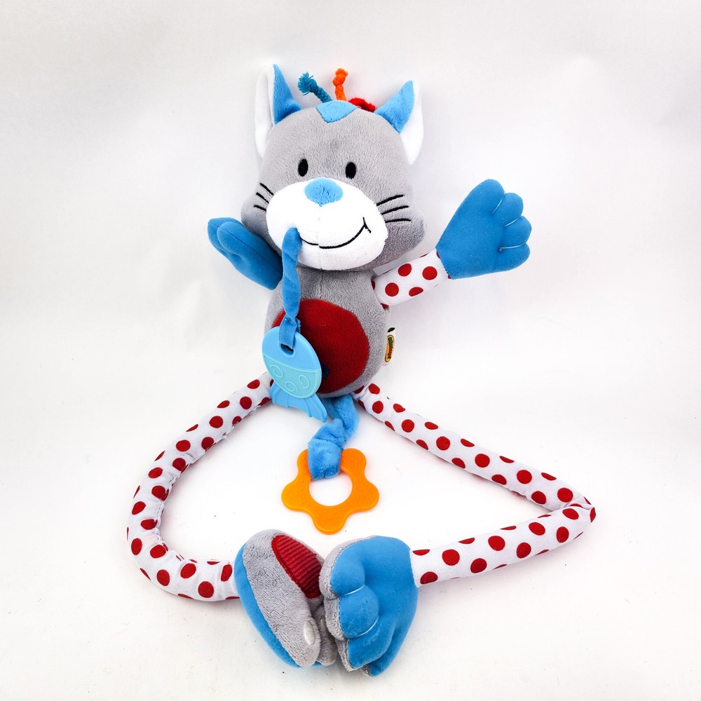 Edushape Happy Kitten Lovey Plush Belly Button Long Leg Polka Dot Stuffed Animal