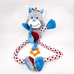 Edushape Happy Kitten Lovey Plush Belly Button Long Leg Polka Dot Stuffed Animal