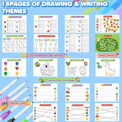 Busy Book for Toddlers 3-5 Montessori Learning Activities Tracing Coloring Toy