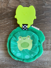 ITSY RITSY Plush Lily Pad Crinkle Sensory Toy with Frog Teether for Baby~Green
