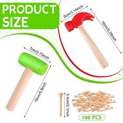 10Pcs Toy Hammer Set With 100Pcs Small Wooden Simulation Fake Maintenance Too…