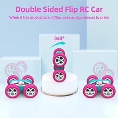 Remote Control Car for Girls, 360° Flipping Stunt Standard (Headlights) Pink